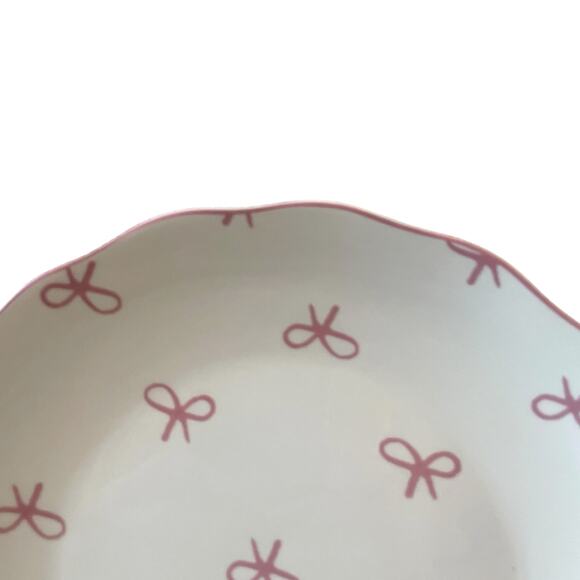 GODINGER Pink Bow 8in Salad Plates Set of 4 NEW - Picture 3 of 15